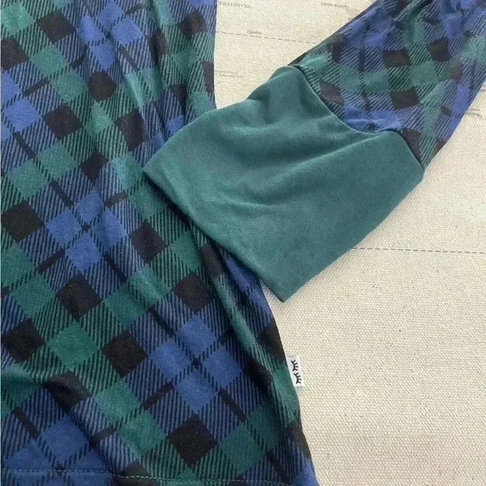 Little Sleepies L Emerald Plaid L/ S Top - Picture 2 of 4